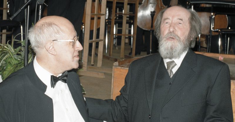 Alexander Solzhenitsyn (on the right) and Mstislav Rostropovich (in the left)
